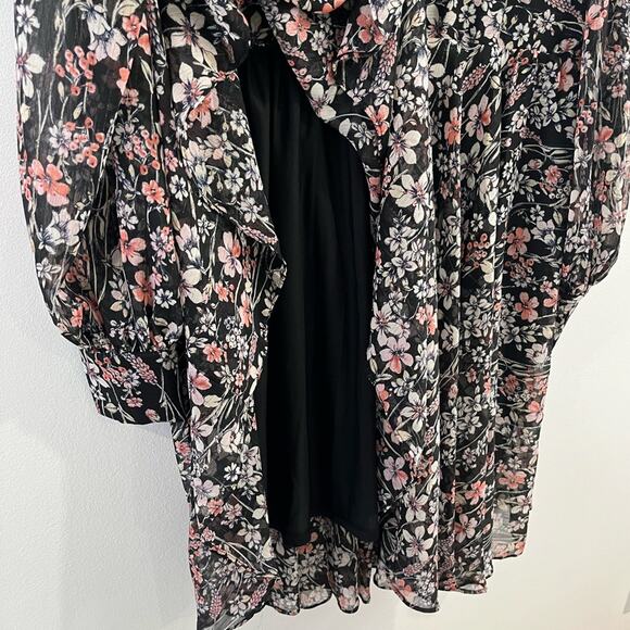 Tommy Hilfiger Floral Long Sleeve V-Neck Faux Wrap Chiffon Dress 14 - Picture 5 of 11